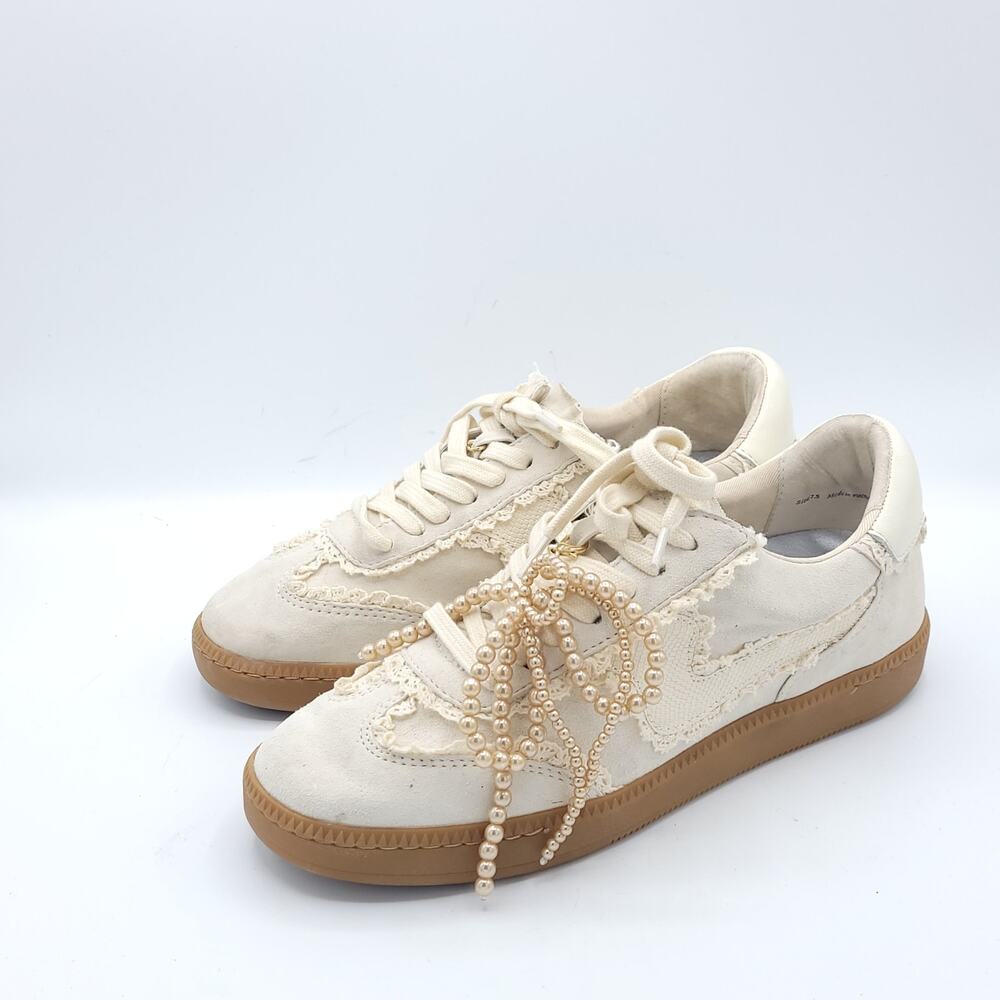 Dolce Vita Notice Lace ivory suede gum sole pearl beads white women's size 7.5